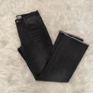 Free People Charcoal Grey High Rise Cropped Straight Jeans